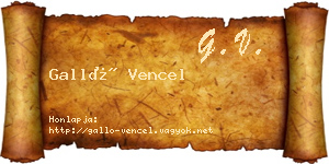 Galló Vencel névjegykártya